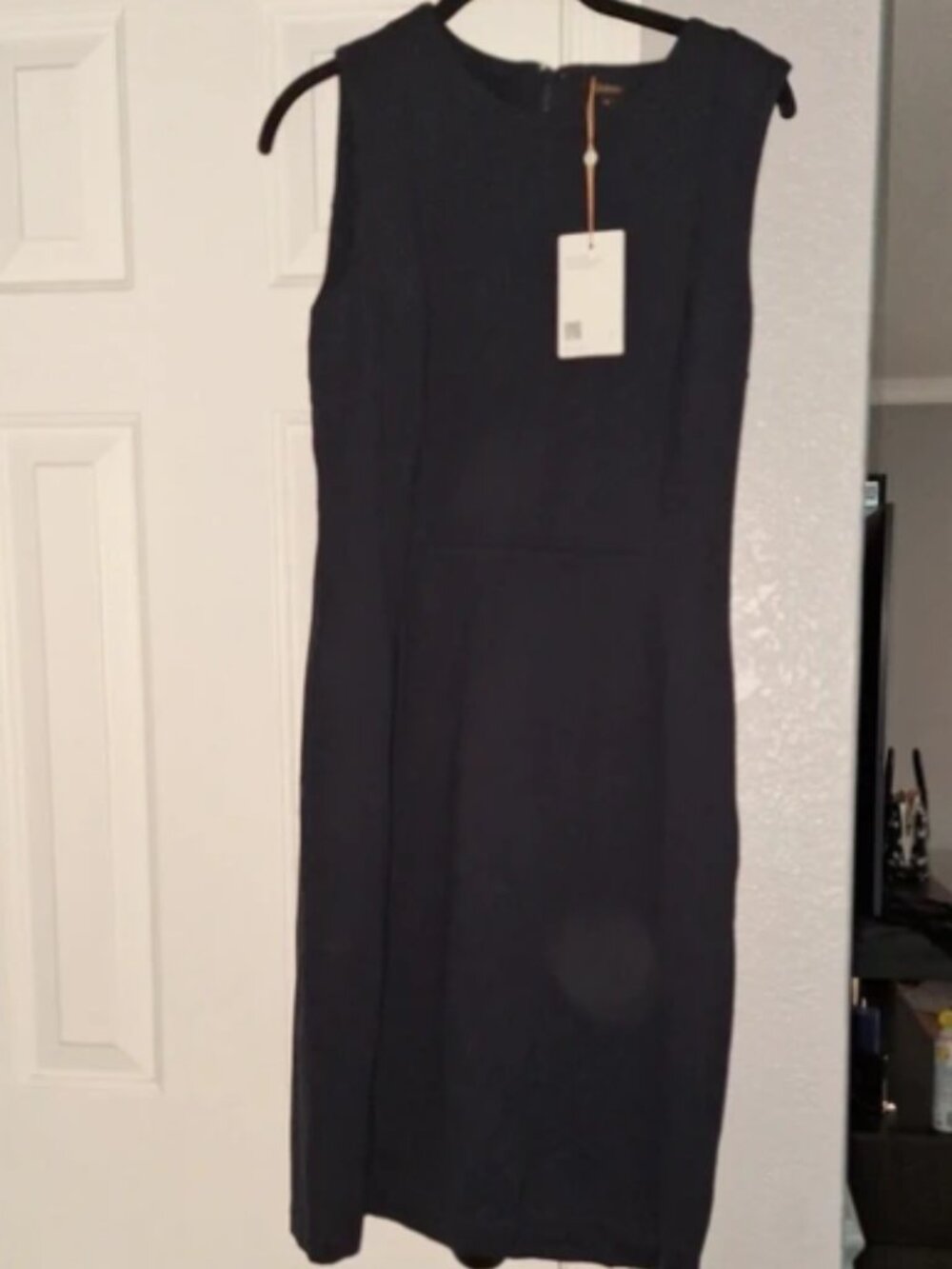 Quince Ultra-Stretch Ponte Sleeveless Dress Navy M NWT